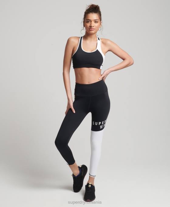 Superdry sutien asimetric de antrenament îmbrăcăminte negru femei JX0Z6346