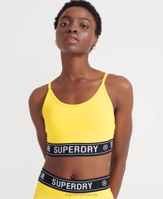 Superdry sutien cu logo de antrenament îmbrăcăminte galben femei JX0Z4210