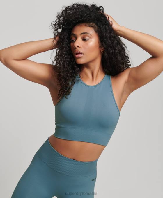 Superdry sutien cu miez fără cusături cu impact mediu îmbrăcăminte albastru femei JX0Z4178