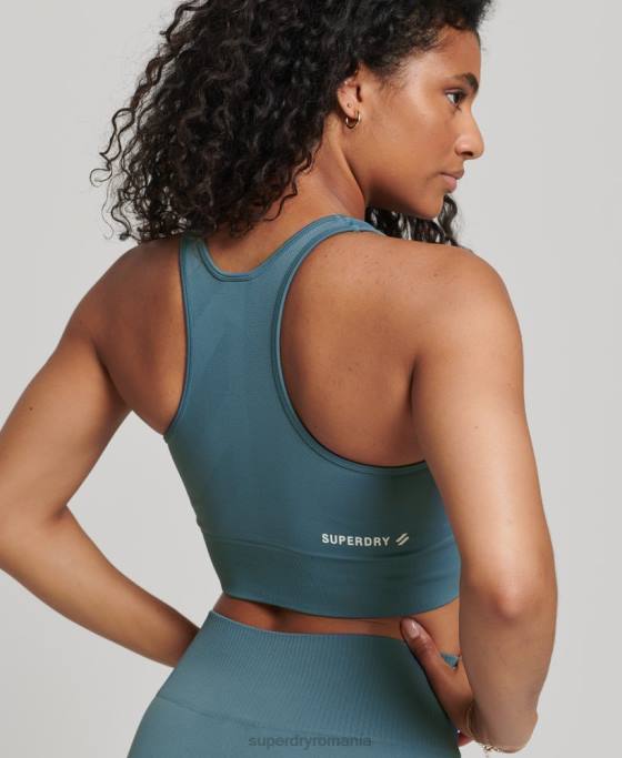 Superdry sutien cu miez fără cusături cu impact mediu îmbrăcăminte albastru femei JX0Z4178