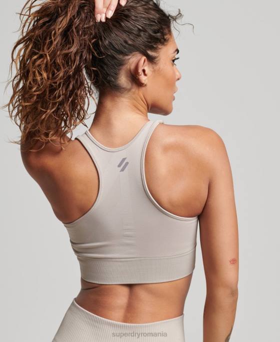 Superdry sutien cu miez fără cusături cu impact mediu îmbrăcăminte bej femei JX0Z4174