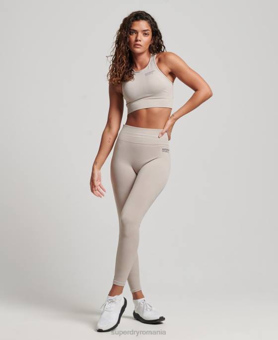 Superdry sutien cu miez fără cusături cu impact mediu îmbrăcăminte bej femei JX0Z4174