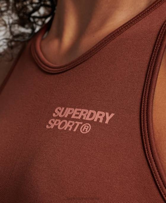 Superdry sutien cu miez fără cusături cu impact mediu îmbrăcăminte maro femei JX0Z4184