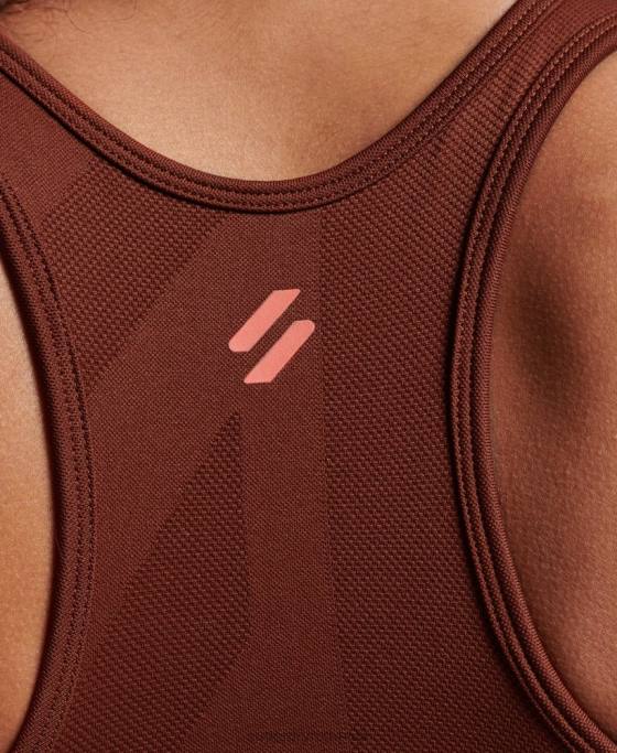 Superdry sutien cu miez fără cusături cu impact mediu îmbrăcăminte maro femei JX0Z4184