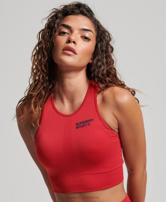 Superdry sutien cu miez fără cusături cu impact mediu îmbrăcăminte roșu femei JX0Z4190