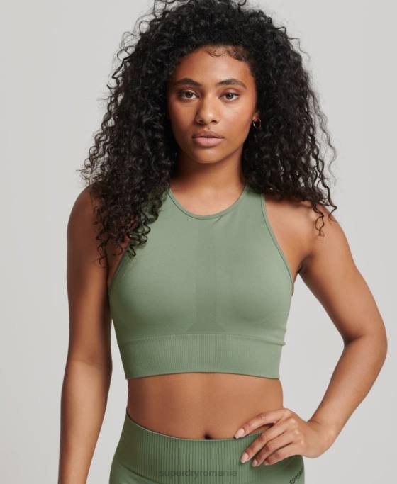 Superdry sutien cu miez fără cusături cu impact mediu îmbrăcăminte verde femei JX0Z4169
