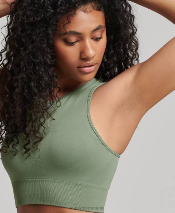 Superdry sutien cu miez fără cusături cu impact mediu îmbrăcăminte verde femei JX0Z4169