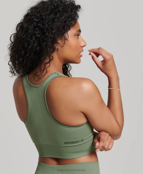 Superdry sutien cu miez fără cusături cu impact mediu îmbrăcăminte verde femei JX0Z4169