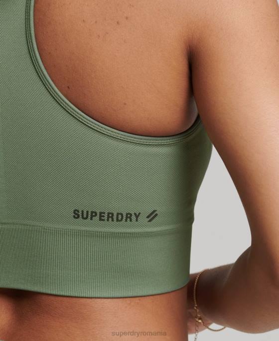 Superdry sutien cu miez fără cusături cu impact mediu îmbrăcăminte verde femei JX0Z4169