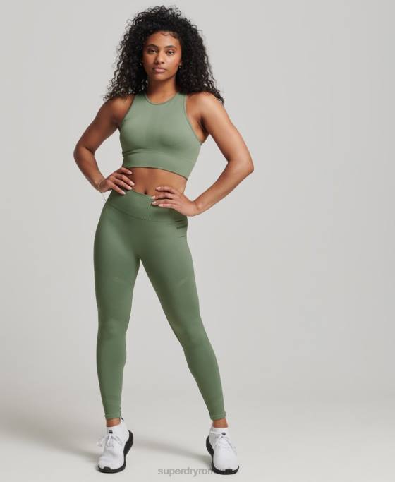 Superdry sutien cu miez fără cusături cu impact mediu îmbrăcăminte verde femei JX0Z4169