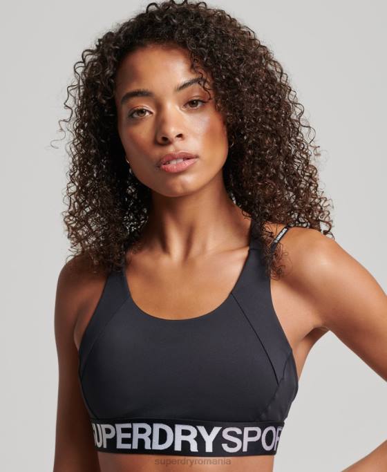 Superdry sutien elastic cu marca trena îmbrăcăminte negru femei JX0Z4172