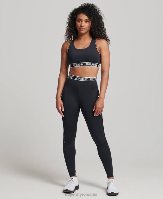 Superdry sutien elastic cu marca trena îmbrăcăminte negru femei JX0Z6325