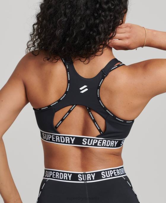 Superdry sutien elastic cu marca trena îmbrăcăminte negru femei JX0Z6325