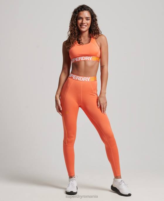 Superdry sutien elastic cu marca trena îmbrăcăminte portocale femei JX0Z4179