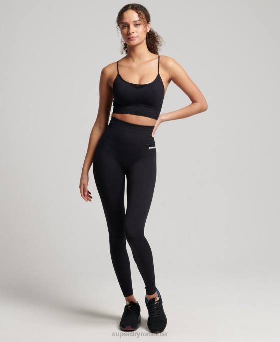 Superdry sutien sport de antrenament fără cusături îmbrăcăminte negru femei JX0Z4204