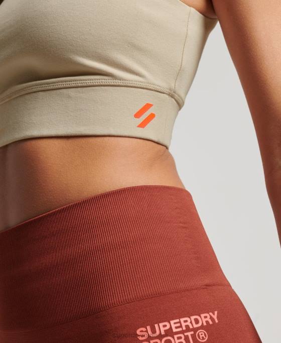 Superdry sutien sport din bumbac organic îmbrăcăminte bej femei JX0Z4175