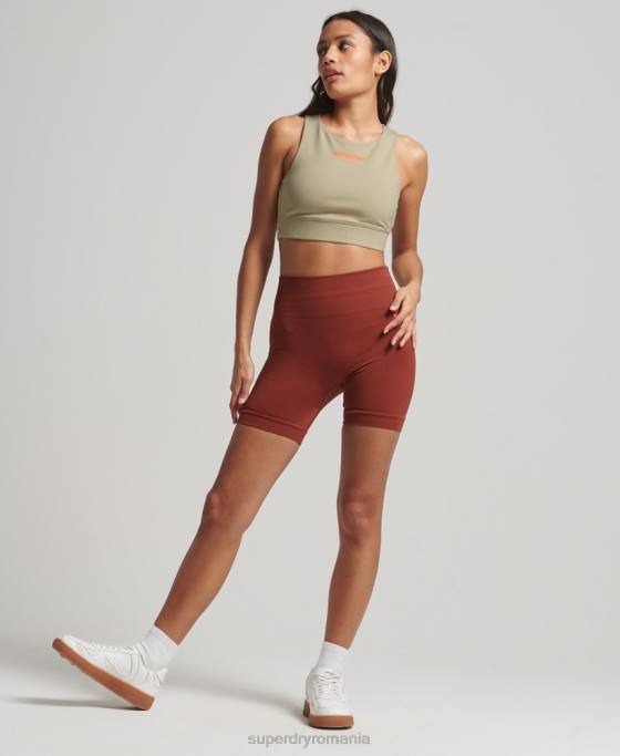 Superdry sutien sport din bumbac organic îmbrăcăminte bej femei JX0Z4175