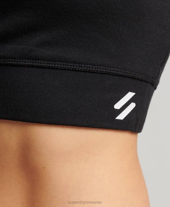 Superdry sutien sport din bumbac organic îmbrăcăminte negru femei JX0Z4193