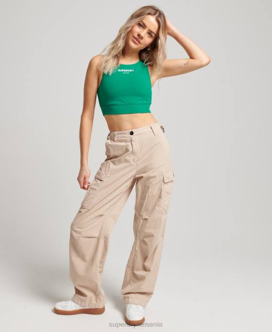 Superdry sutien sport din bumbac organic îmbrăcăminte verde femei JX0Z4194