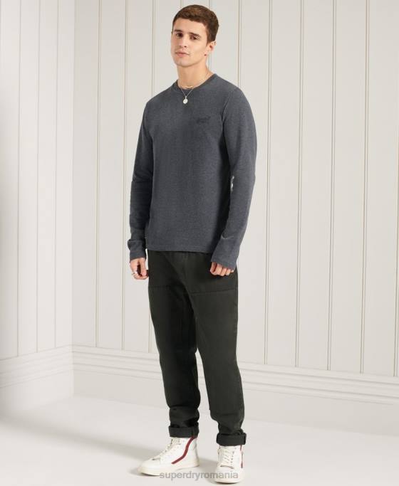 Superdry top brodat cu eticheta portocalie din bumbac organic îmbrăcăminte marina bărbați JX0Z6431