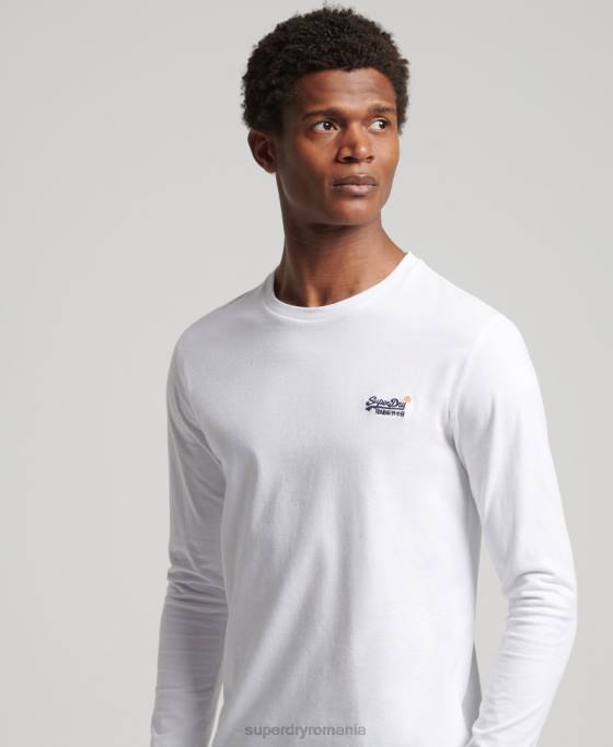 Superdry top brodat vintage din bumbac organic îmbrăcăminte alb bărbați JX0Z1544