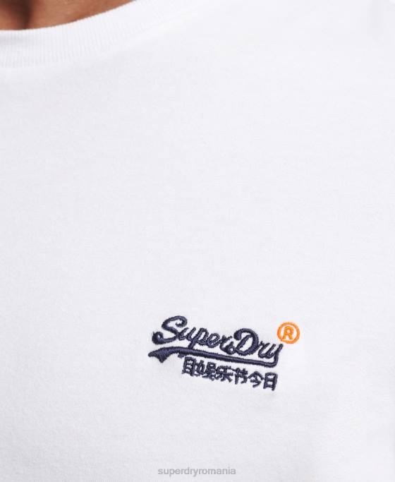 Superdry top brodat vintage din bumbac organic îmbrăcăminte alb bărbați JX0Z1544