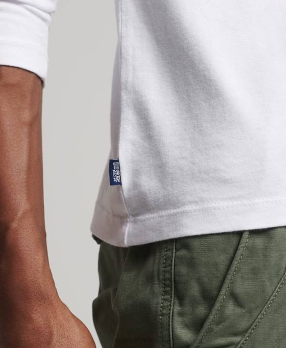 Superdry top brodat vintage din bumbac organic îmbrăcăminte alb bărbați JX0Z1544