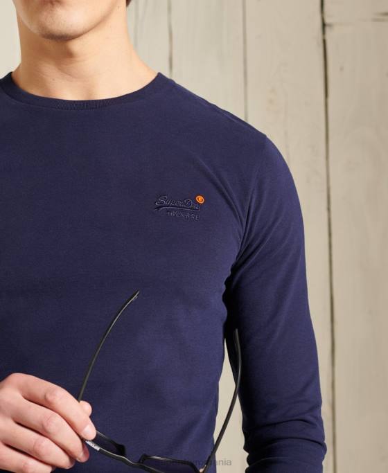 Superdry top brodat vintage din bumbac organic îmbrăcăminte marina bărbați JX0Z1540