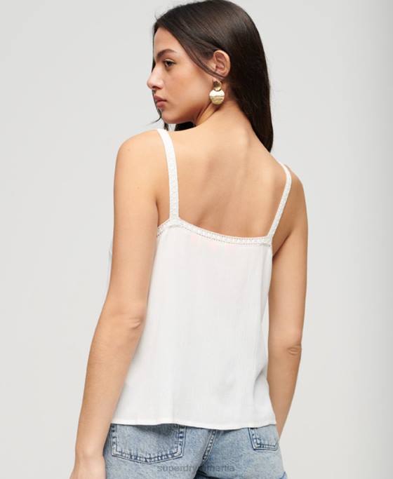 Superdry top brodat îmbrăcăminte alb femei JX0Z2057