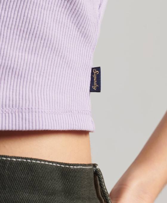 Superdry top cami cu dantelă din coastă îmbrăcăminte Violet femei JX0Z2337