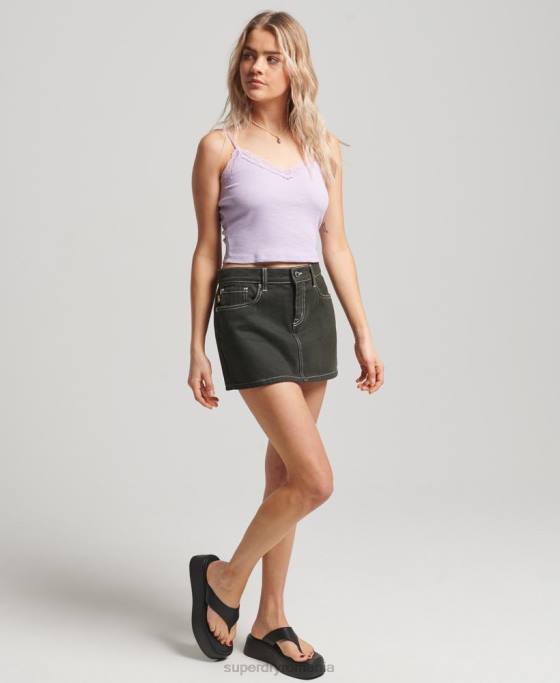 Superdry top cami cu dantelă din coastă îmbrăcăminte Violet femei JX0Z2337