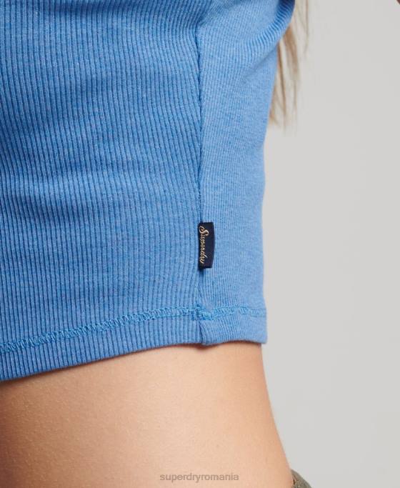 Superdry top cami cu dantelă din coastă îmbrăcăminte albastru femei JX0Z2327