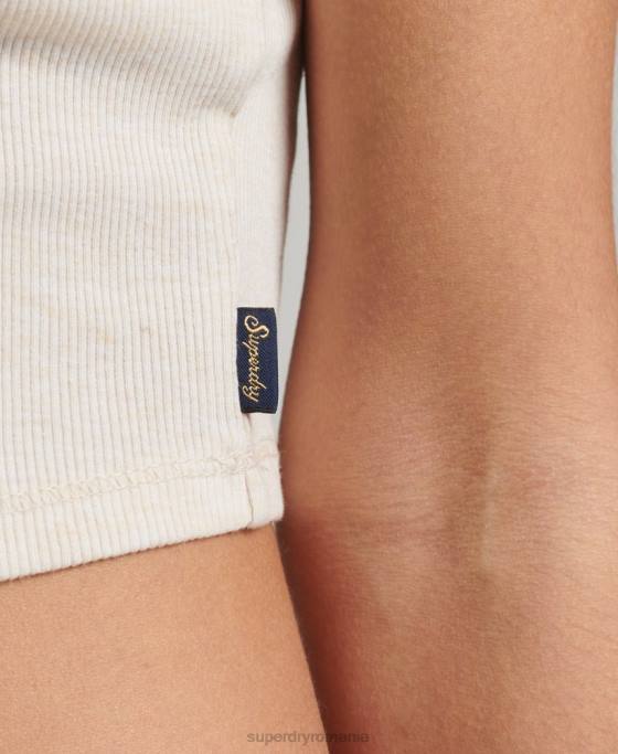 Superdry top cami cu dantelă din coastă îmbrăcăminte bej femei JX0Z2340