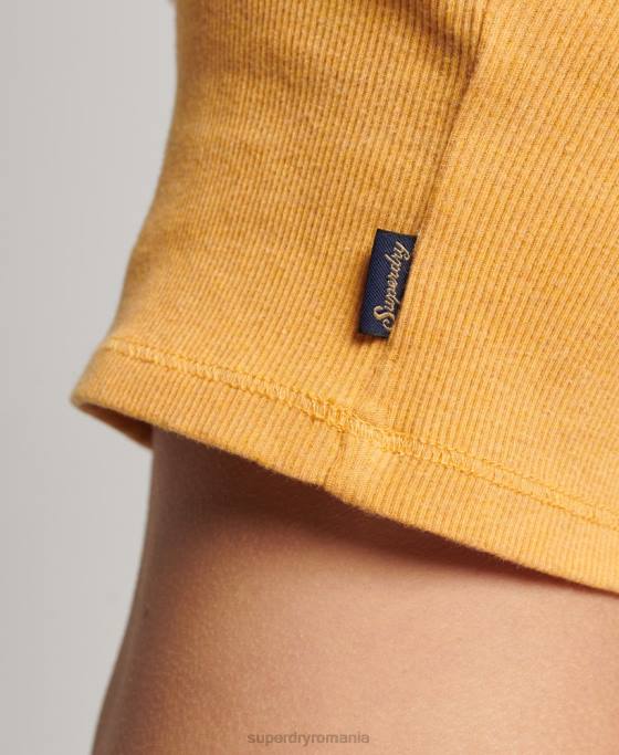 Superdry top cami cu dantelă din coastă îmbrăcăminte galben femei JX0Z2350