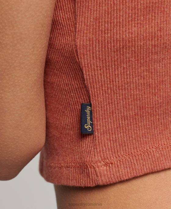 Superdry top cami cu dantelă din coastă îmbrăcăminte portocale femei JX0Z1968