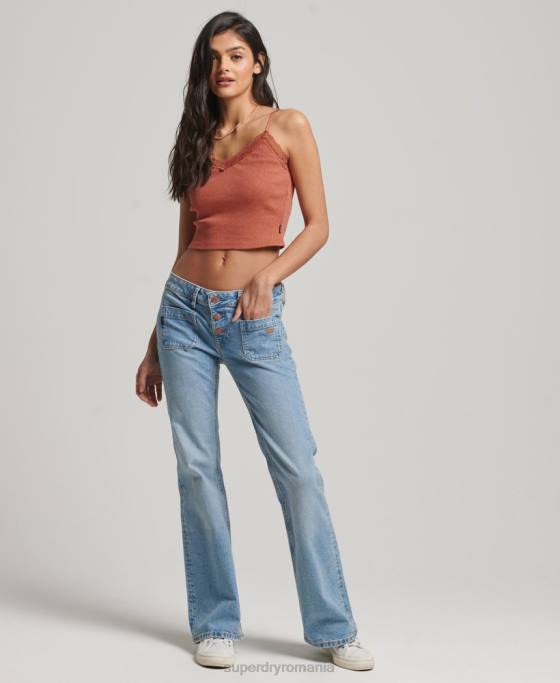 Superdry top cami cu dantelă din coastă îmbrăcăminte portocale femei JX0Z1968