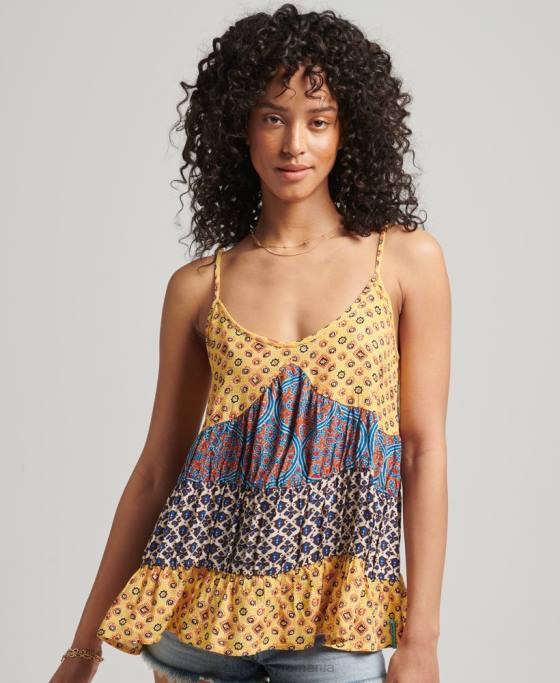 Superdry top cami cu etaje vintage îmbrăcăminte aur femei JX0Z3063