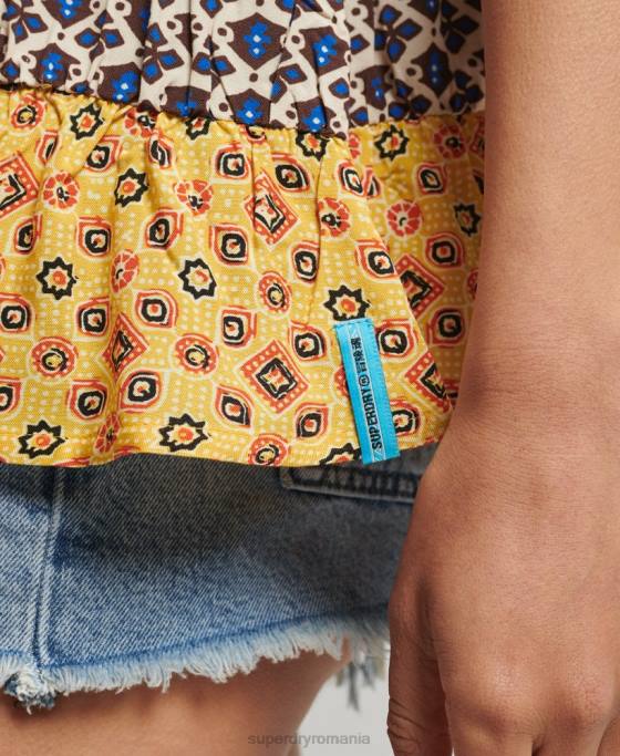 Superdry top cami cu etaje vintage îmbrăcăminte aur femei JX0Z3063