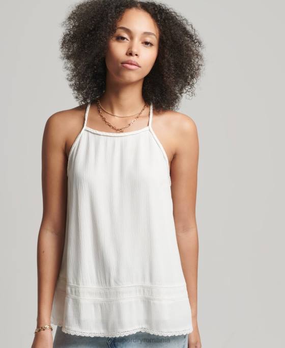 Superdry top cami de plajă vintage îmbrăcăminte alb femei JX0Z6769