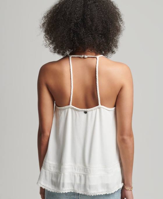 Superdry top cami de plajă vintage îmbrăcăminte alb femei JX0Z6769