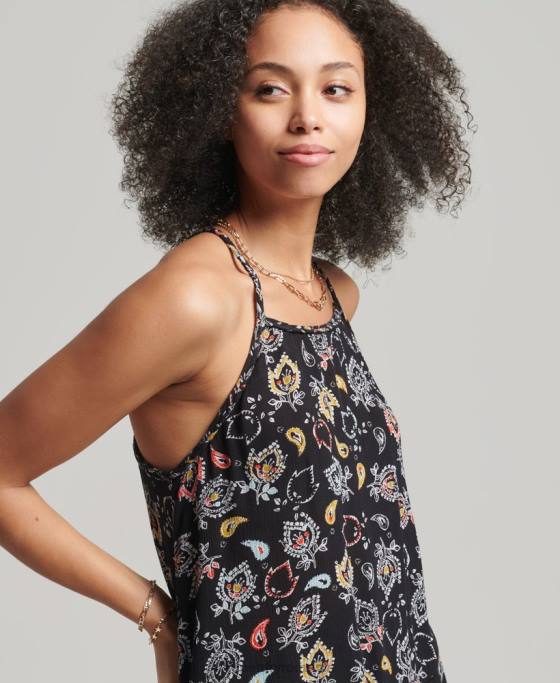 Superdry top cami de plajă vintage îmbrăcăminte negru femei JX0Z6746