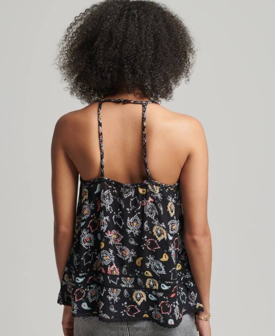 Superdry top cami de plajă vintage îmbrăcăminte negru femei JX0Z6746