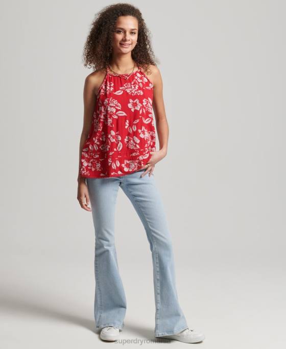 Superdry top cami de plajă vintage îmbrăcăminte roșu femei JX0Z6659