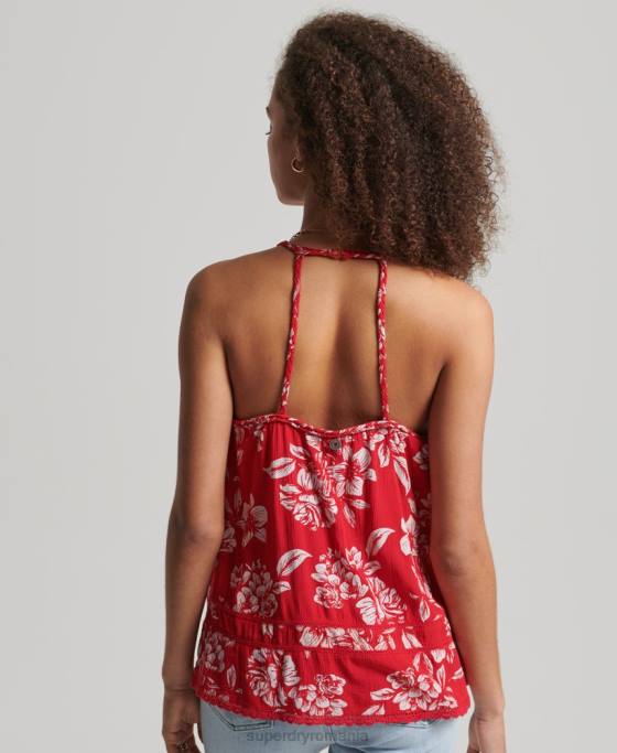 Superdry top cami de plajă vintage îmbrăcăminte roșu femei JX0Z6659