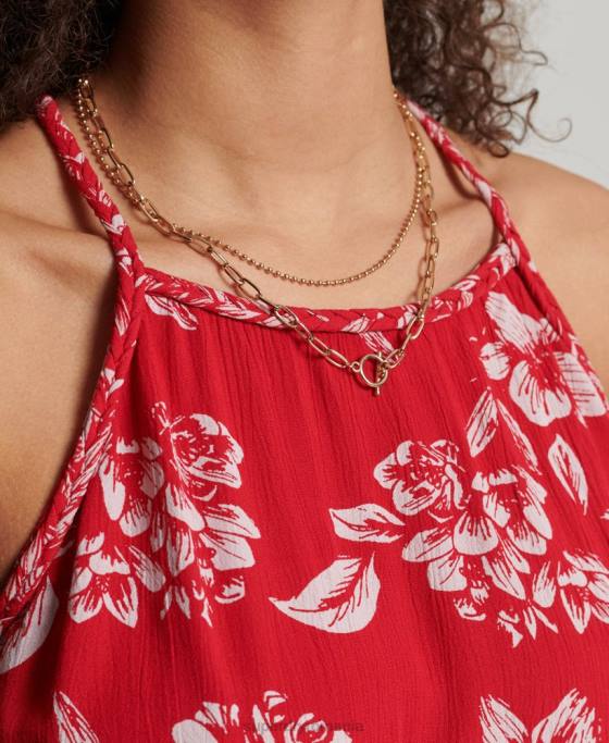 Superdry top cami de plajă vintage îmbrăcăminte roșu femei JX0Z6659