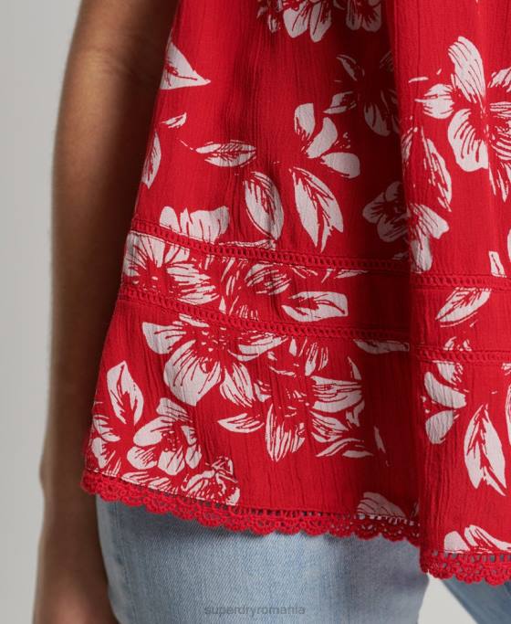 Superdry top cami de plajă vintage îmbrăcăminte roșu femei JX0Z6659