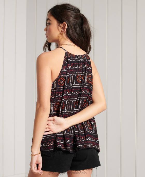 Superdry top cami de plajă îmbrăcăminte negru femei JX0Z3064