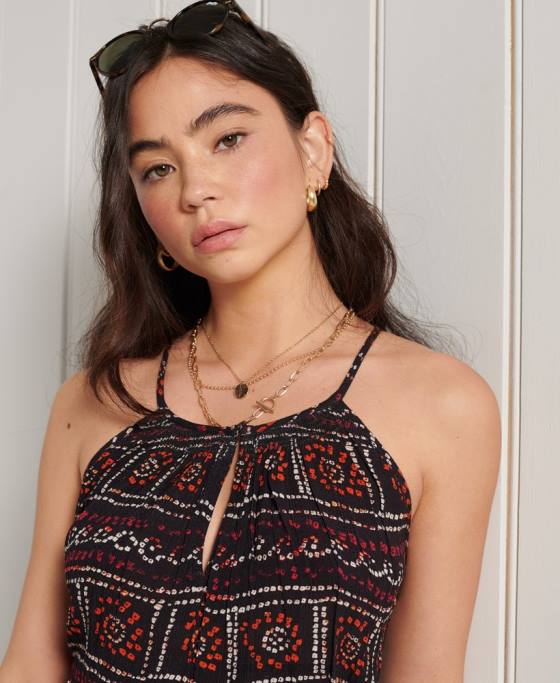 Superdry top cami de plajă îmbrăcăminte negru femei JX0Z3064