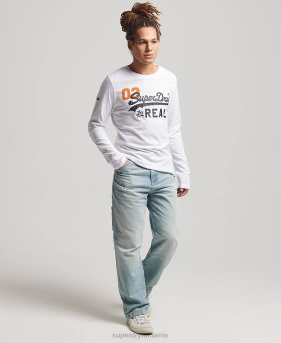 Superdry top clasic american logo vintage îmbrăcăminte alb bărbați JX0Z1552