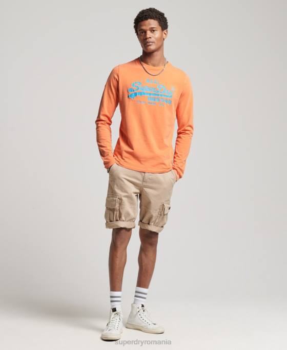 Superdry top clasic american logo vintage îmbrăcăminte portocale bărbați JX0Z1561